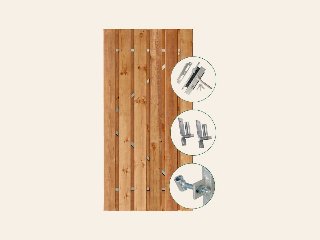 Tuindeur privacy bruin geïmpregneerd 100 × 195 cm / RVS inbouwslotset