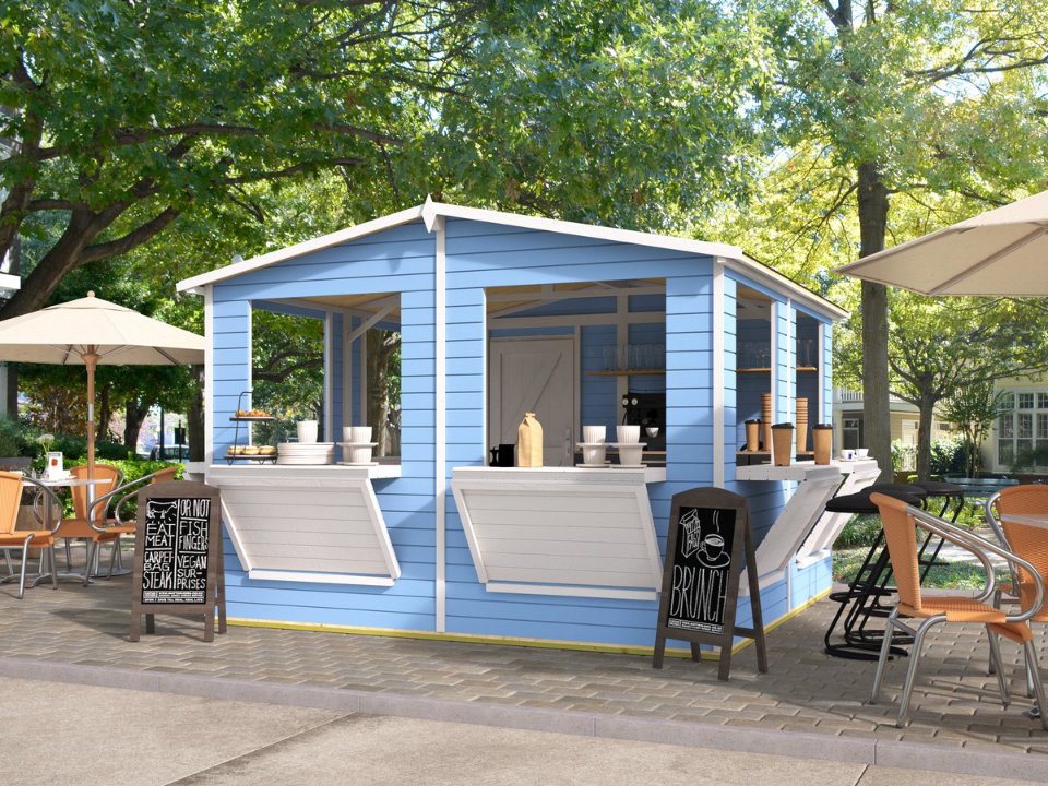 Kiosk Moose, 16 mm, vuren onbehandeld, 300 × 300 cm, incl. vloer