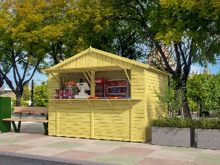 Kiosk Santa, 16 mm, vuren groen geïmpregneerd, 308 × 243 cm, incl. vloer