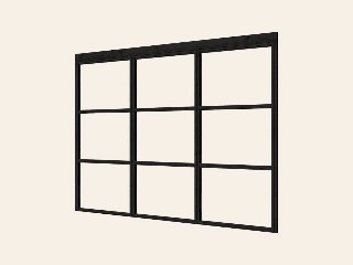 Complete set steellook glaswand zwart, 3 wanden