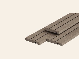 PuraDock composiet eindprofiel 2,2 × 14,6 × 290 cm, massief, 1 zijde 1 groef, 1 zijde 2 groeven, clip systeem
