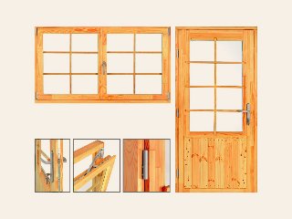 Deluxe ramen en buitendeuren Finn, 92 mm, vuren Red Class Wood geïmpregneerd