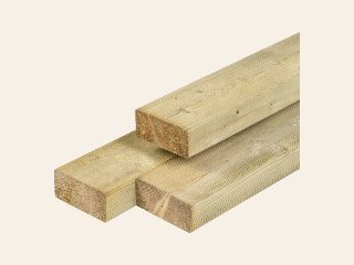 Vuren regel groen geïmpregneerd, geschaafd, ronde hoeken, 45 × 95 mm, 3,00 m
