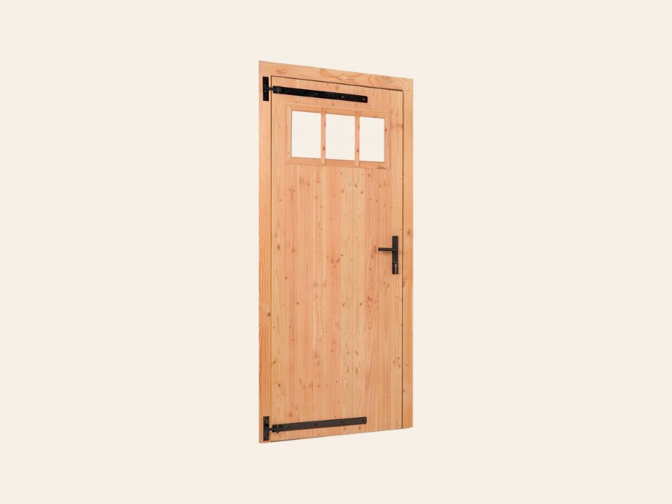 Douglas enkele klampdeur met raam, B1000 × H2050 mm buitenmaat