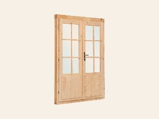 Dubbele deur+kozijn, enkel glas D3