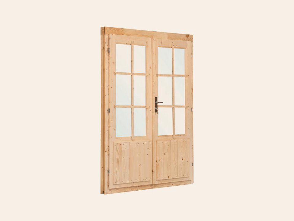 Dubbele deur+kozijn, enkel glas D3