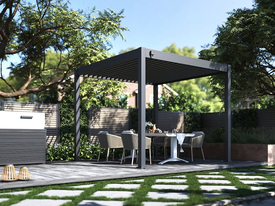 Tuindeco Advance line vrijstaande aluminium overkapping antraciet