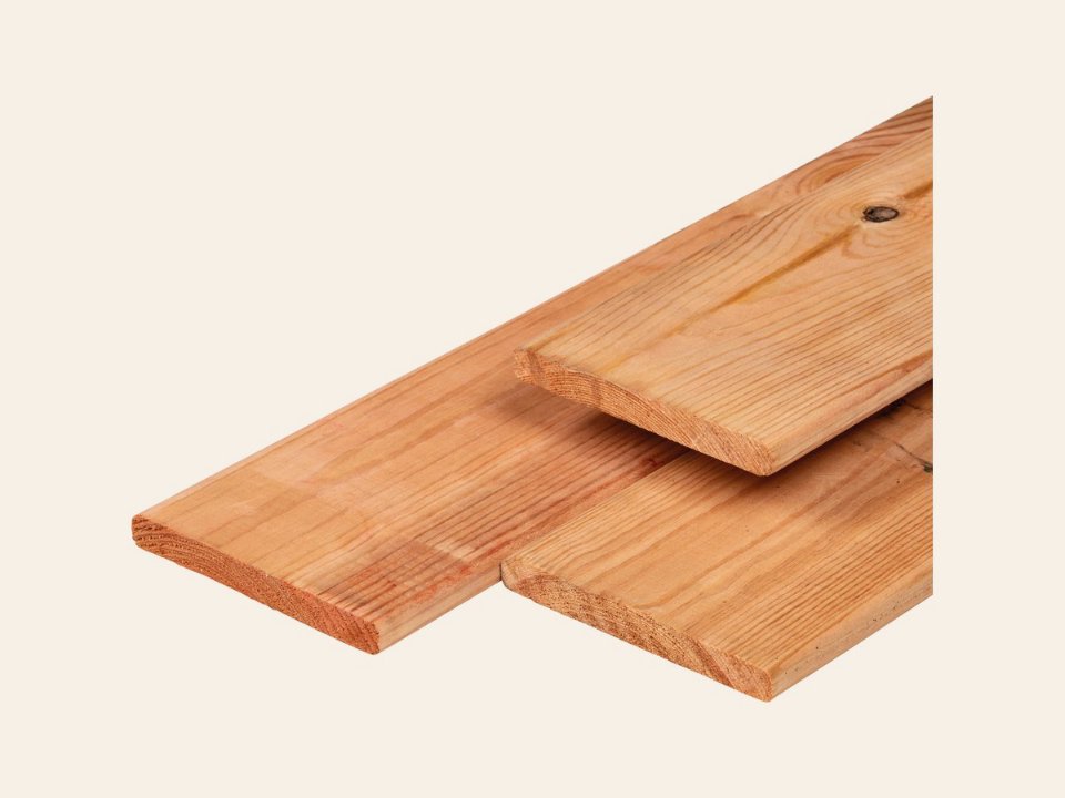 Red Class Wood vuren plank geïmpregneerd, geschaafd, ronde hoeken