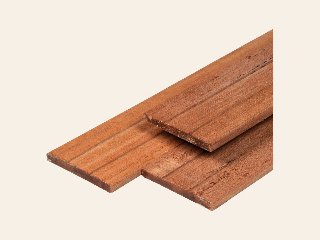 Keruing hardhout plank geschaafd, 1 zijde 2 V-groeven, ronde hoeken
