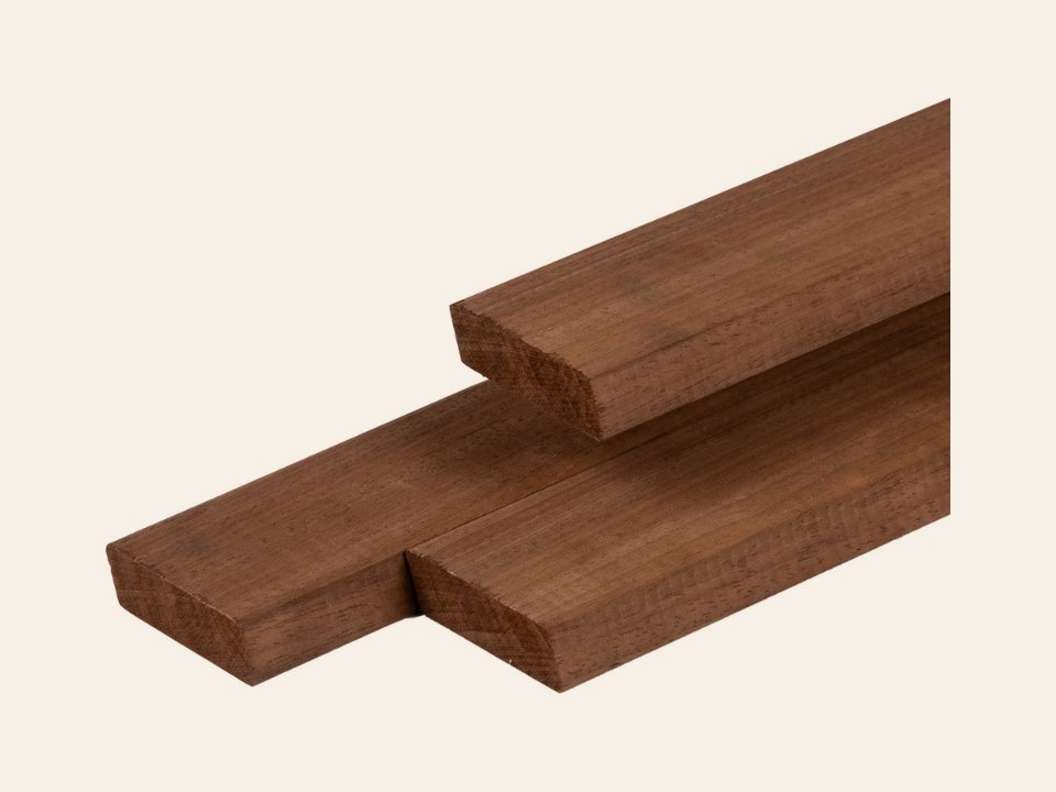 Thermoline ayous hardhout rhombus profiel thermisch gemodificeerd, geschaafd