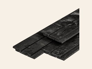 Channelsiding vuren zwart gespoten 18 × 145 mm, per meter, lengtes op aanvraag