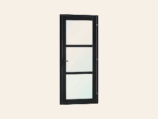 Vuren steellook glas deur, zwart gespoten