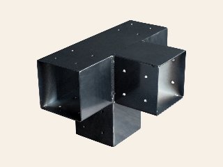Paalverbinder 4-weg T-model, gegalvaniseerd, zwart gepoedercoat, incl. bevestigingsset