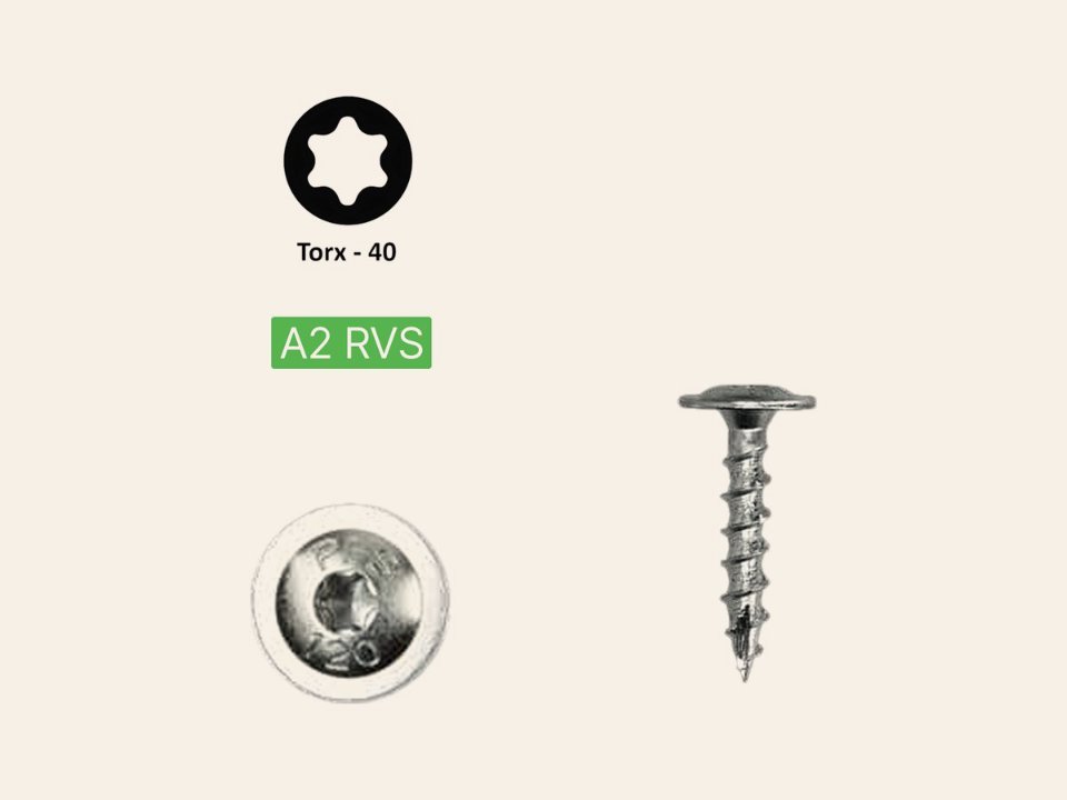 Flenskop schroef Torx T30, PFS+ RVS A2