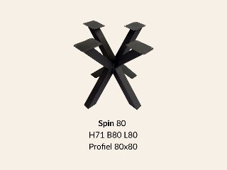 Metalen onderstel Spin 80 elegant zwart RAL9005 - 80 × 80 cm. Profiel 80 × 80 mm