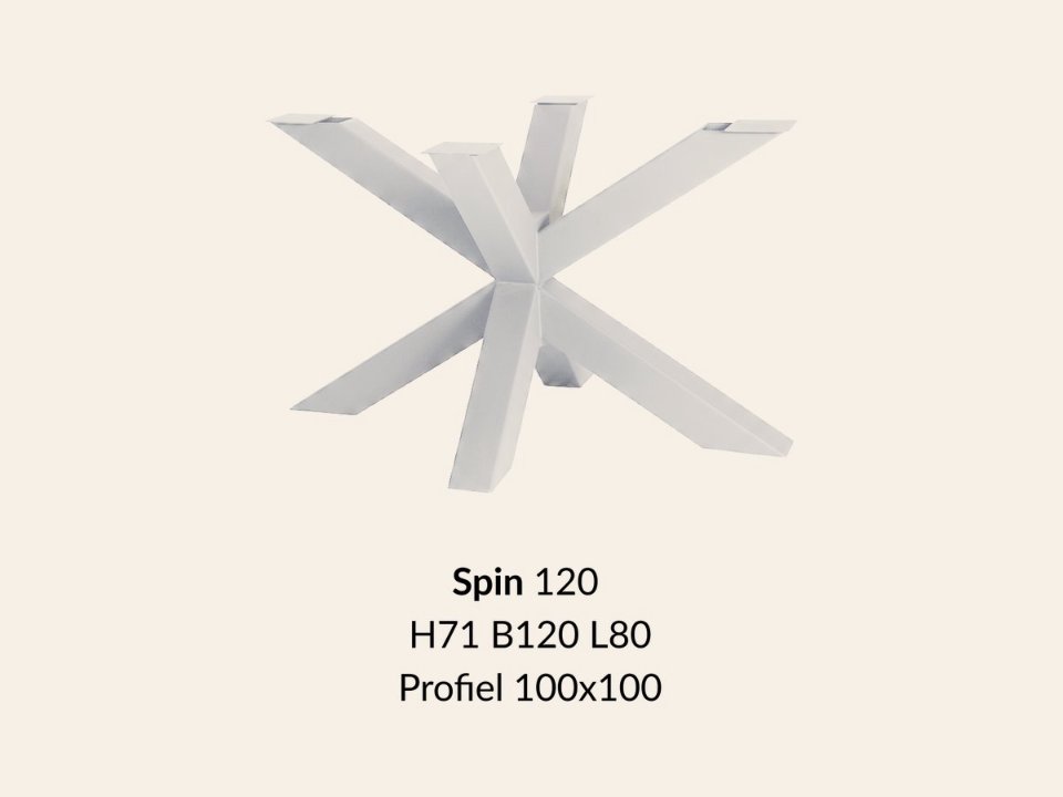 Metalen onderstel Spin 120 RAL9010 - 71 cm hoog - . Profiel