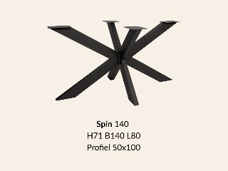 Metalen onderstel Spin 140 zwart RAL9005 - 140 × 80 cm. Profiel 50 × 100 mm
