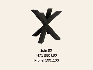 Metalen onderstel Spin 80 zwart RAL9005 - 80 × 80 cm. Profiel 100 × 100 mm