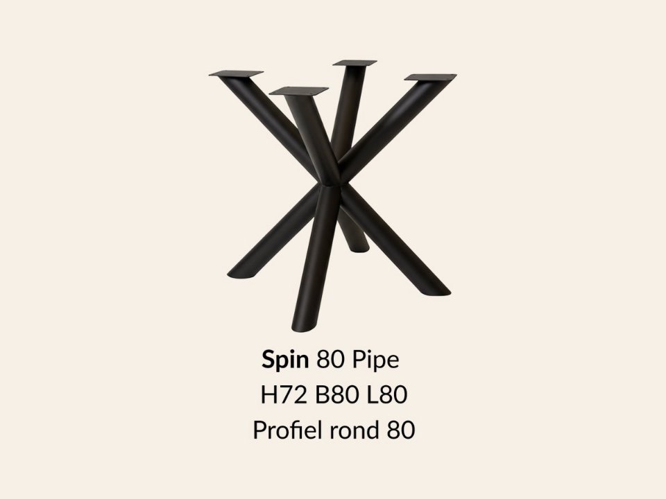 Metalen onderstel Spin 130 Pipe zwart RAL9005 - . Profiel Ø80 mm