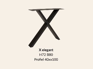 Metalen onderstel X elegant zwart RAL9005 - 80 cm breed. Profiel 40 × 100 mm