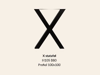Metalen onderstel X statafel zwart RAL9005 - 105 cm hoog - 80 cm breed. Profiel 100 × 100 mm