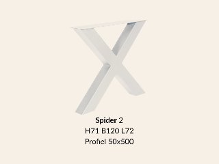 Metalen onderstel X RAL9010 - 71 cm hoog - 80 cm breed. Profiel