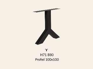 Metalen onderstel Y zwart RAL9005 - 80 cm breed. Profiel 100 × 100 mm
