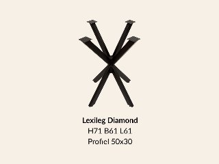 Metalen onderstel lexileg zwart RAL9005 - 61 × 61 cm. Profiel 50 × 30 mm