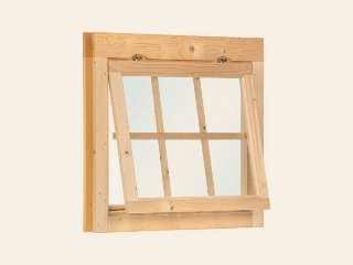 Uitzetraam blank hout 6-ruits excellent horizontaal