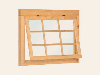 Uitzetraam blank hout 9-ruits excellent horizontaal