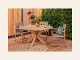 Tuintafel teak rond met kruispoot diameter 150 cm, foto 1